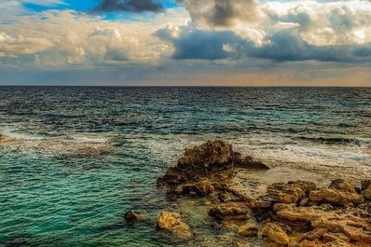 a rocky beach next to the ocean