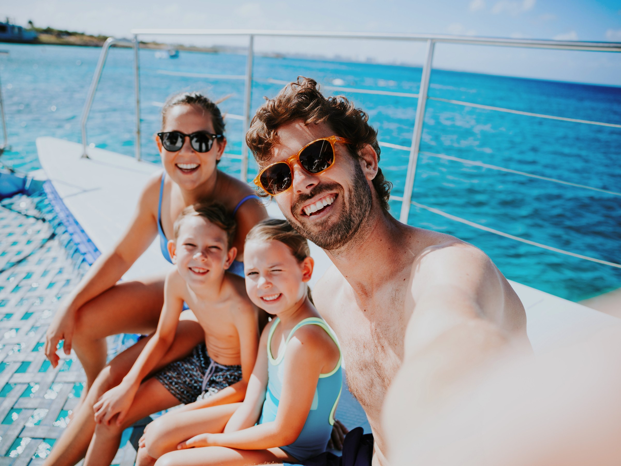 a group of people in a pool of water