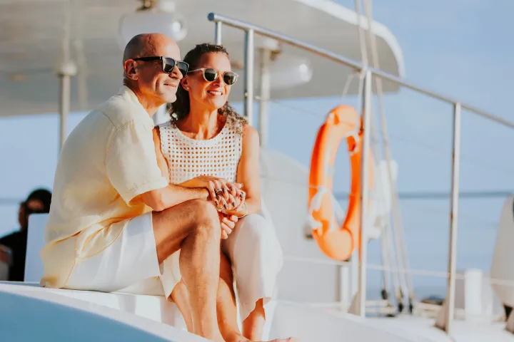 a man sitting on a boat