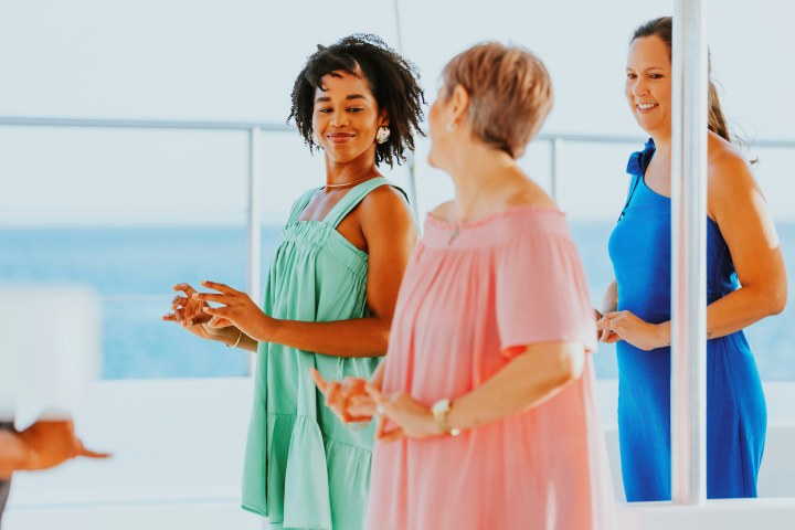 a person in a blue shirt