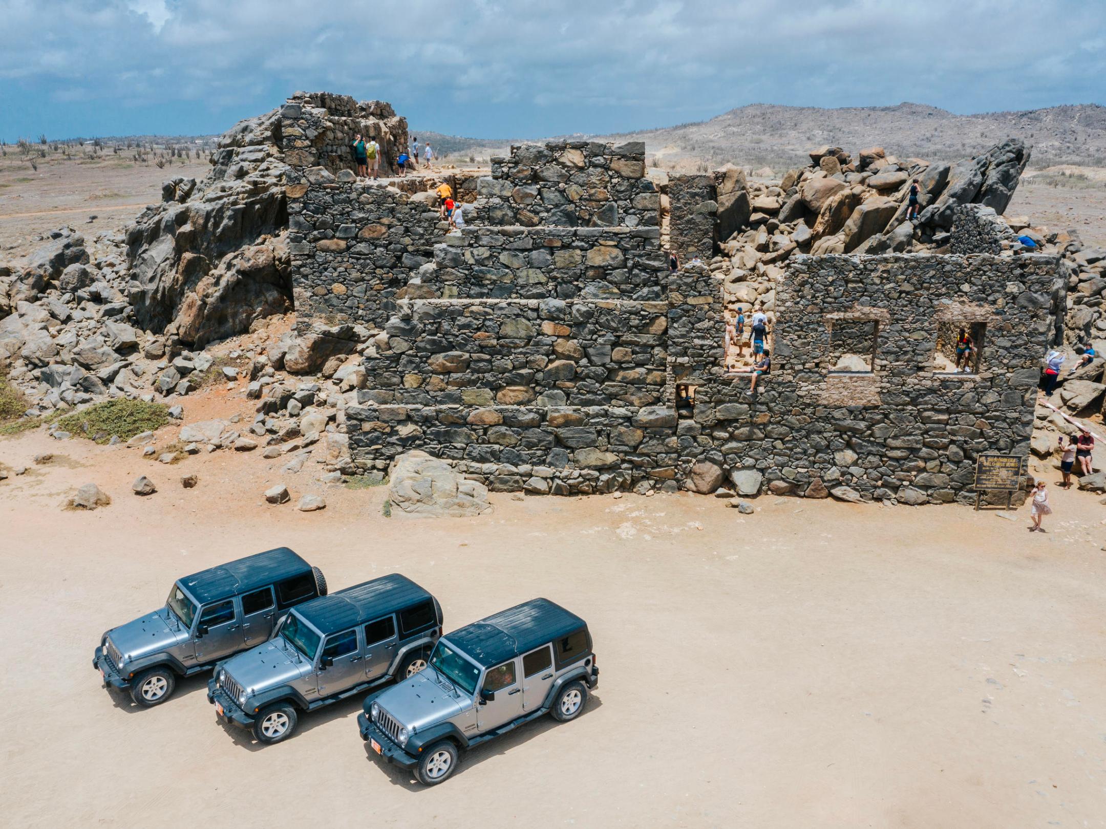 a car parked on a rocky beach