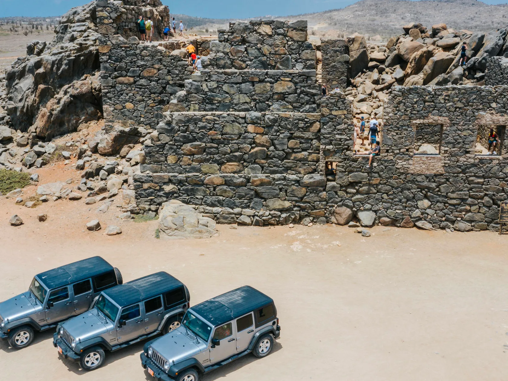 a car parked on a rocky beach