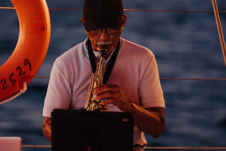 a person sitting on a bench